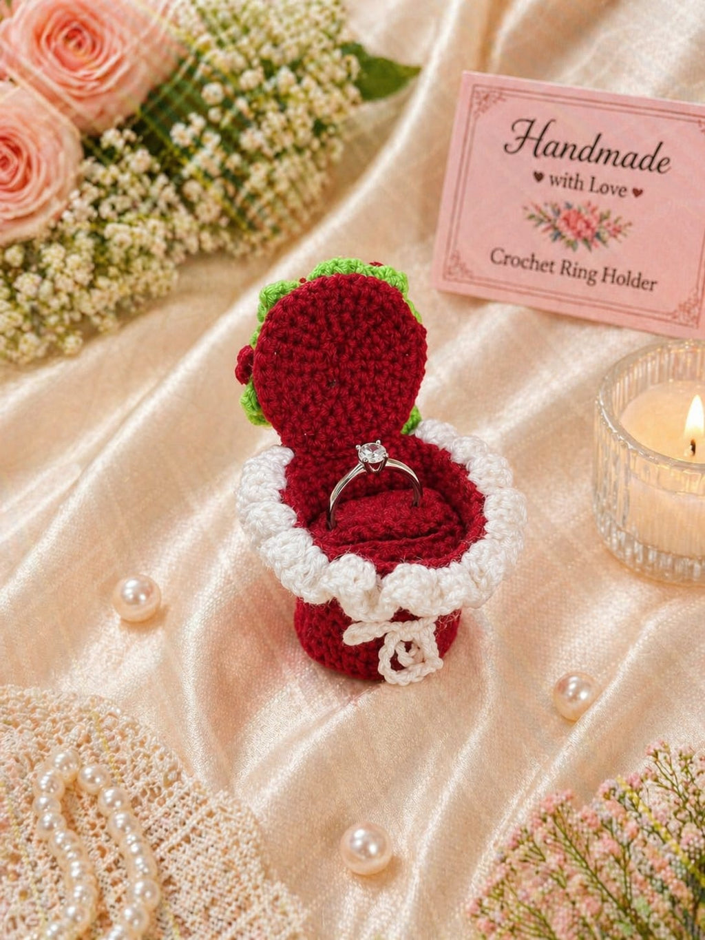 💍Crochet Ring Holder (Red)