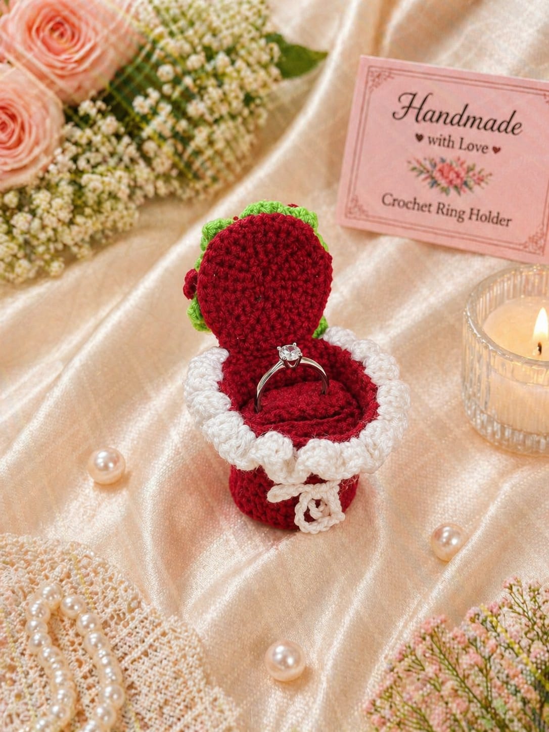 💍Crochet Ring Holder (Red)