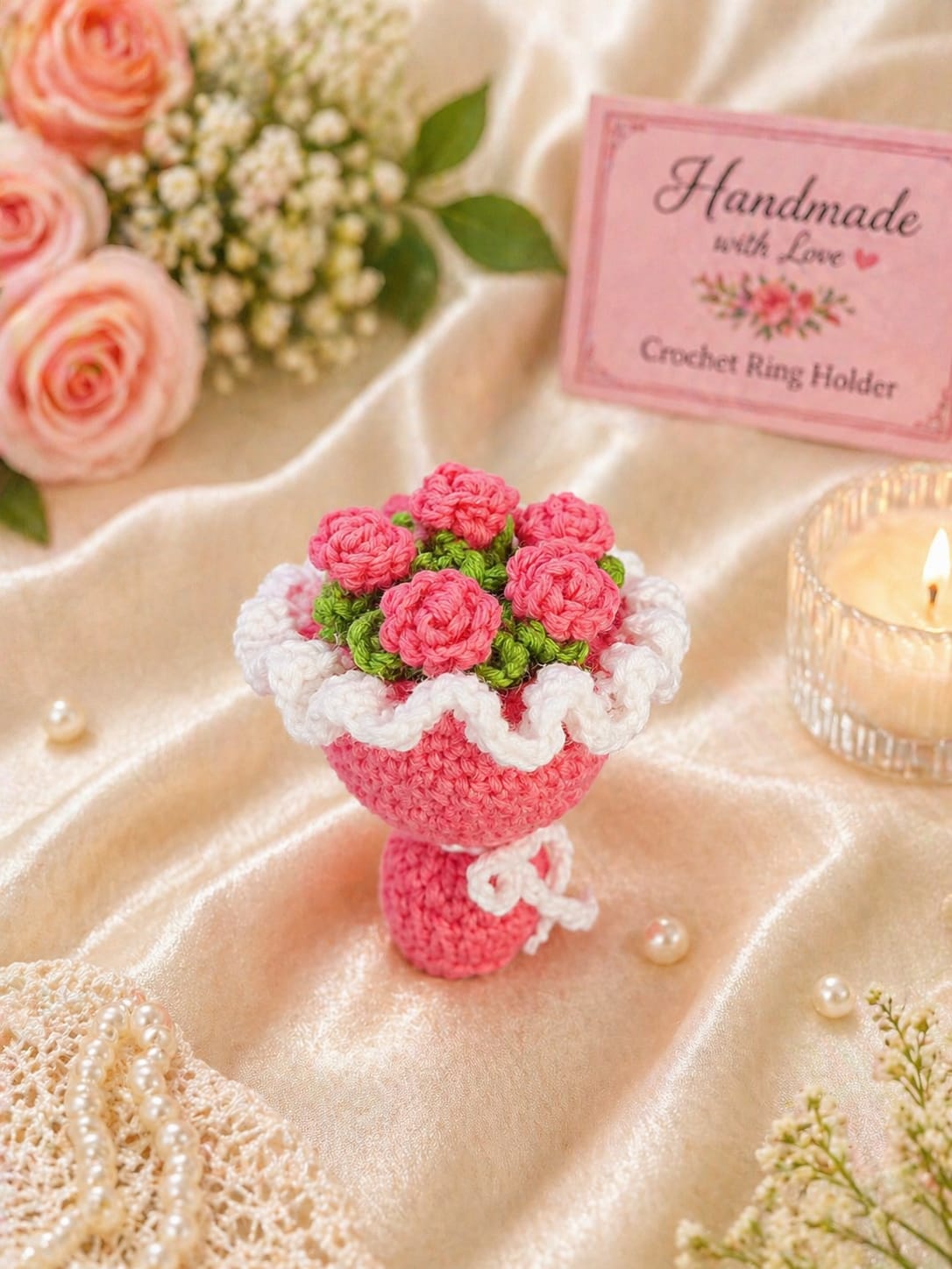 💍Crochet Ring Holder (Pink)