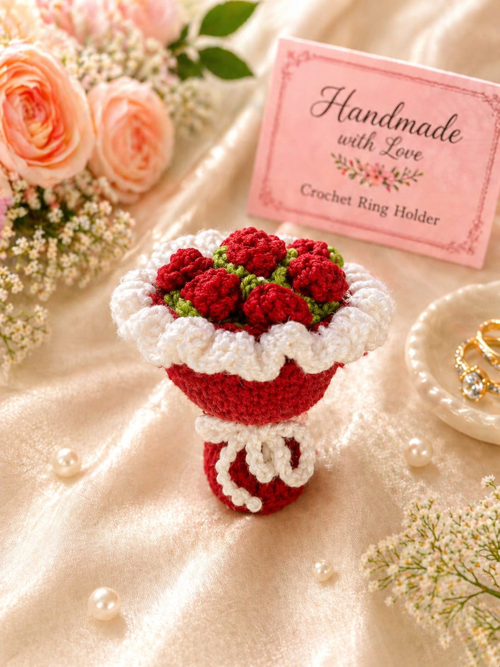 💍Crochet Ring Holder (Red)