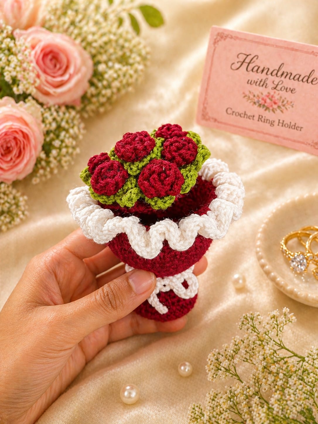 💍Crochet Ring Holder (Red)