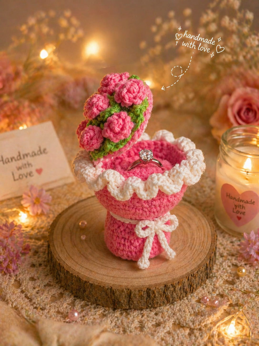 💍Crochet Ring Holder (Pink)