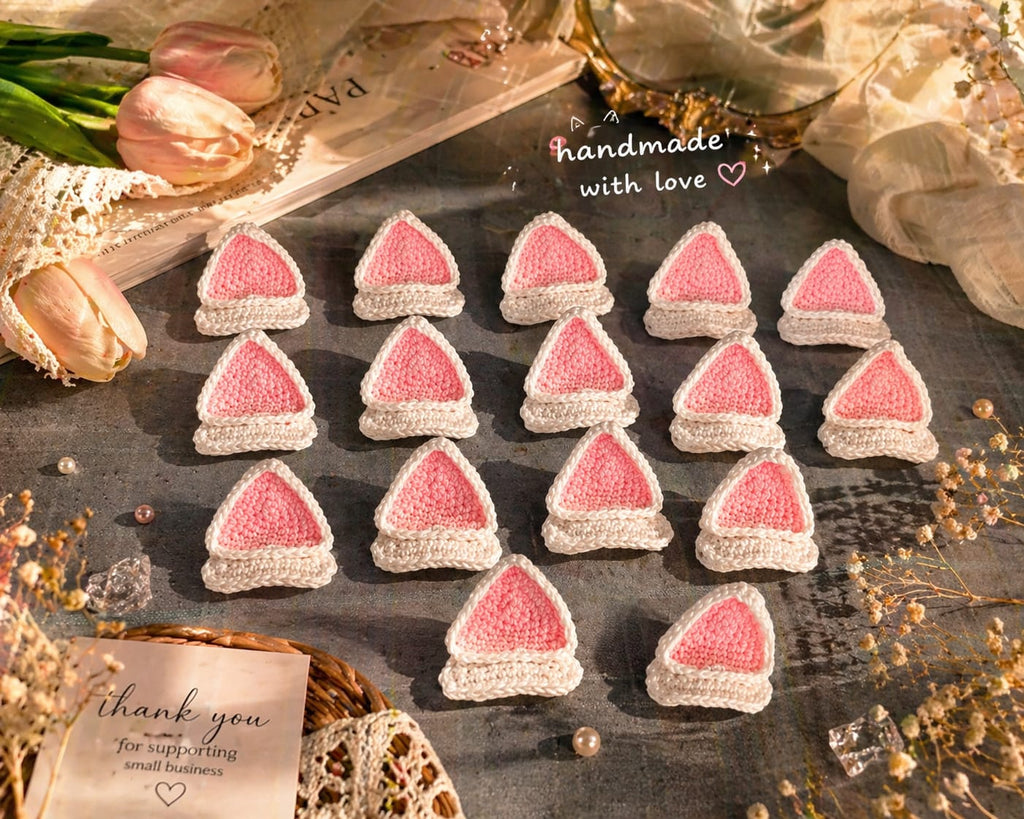 Crochet Cat Ear Hair Clips (Pink)