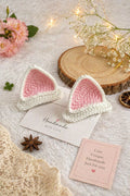 Crochet Cat Ear Hair Clips (Pink)
