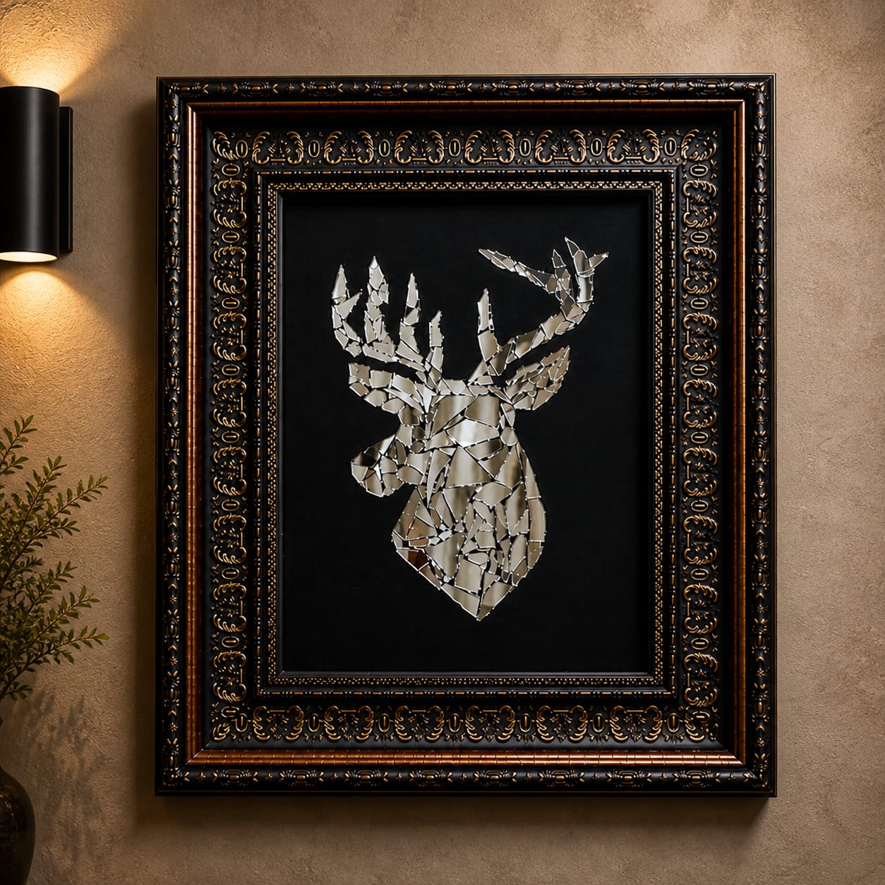 Aurelius Stag - Handcrafted Mirror Mosaic Wall Art