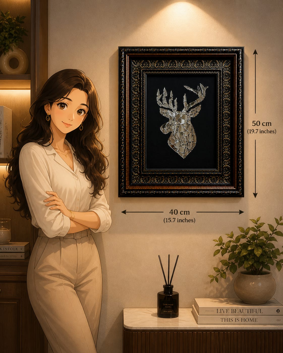 Aurelius Stag - Handcrafted Mirror Mosaic Wall Art